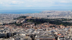 Atene: vista panoramica dell'Acropoli dalla collina Licabetto